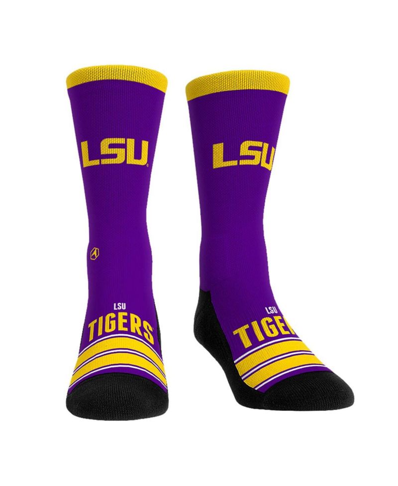 Men's and Women's LSU Tigers Gametime Stripe Crew Socks