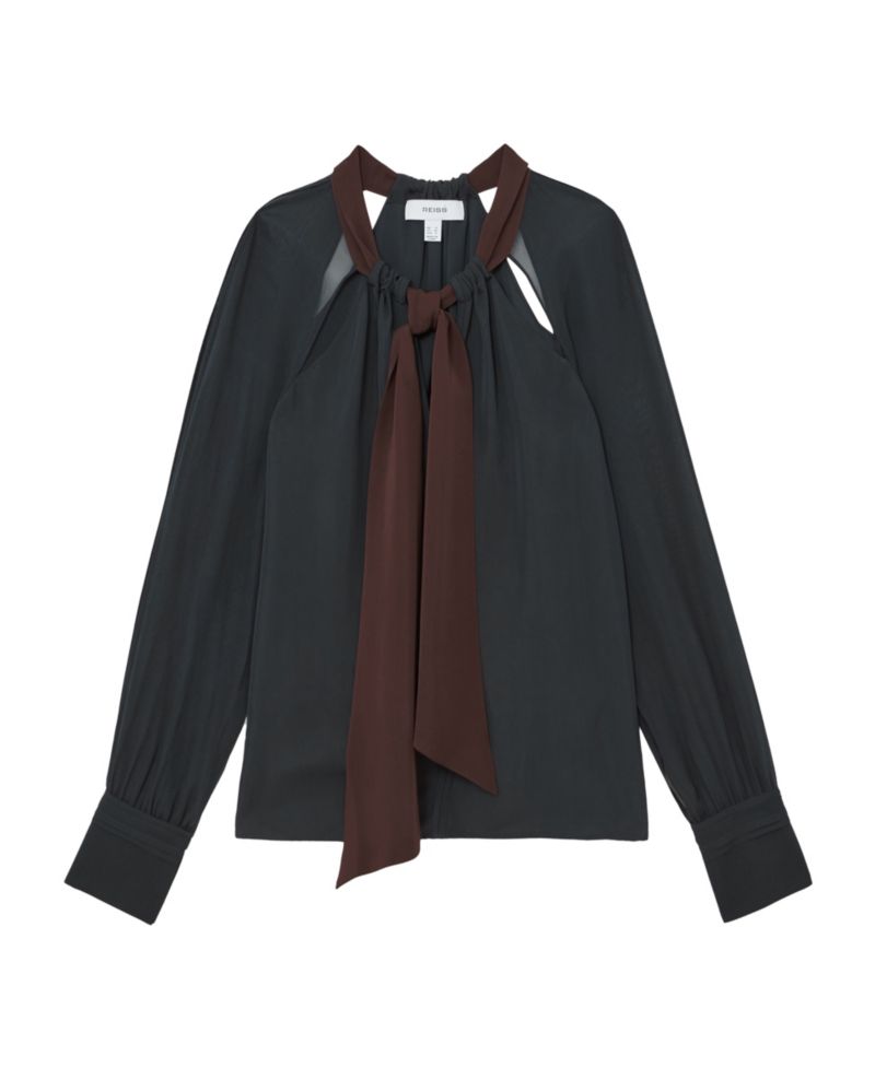 Women's Jasmine Tie-Neck Cut-Out Blouse
