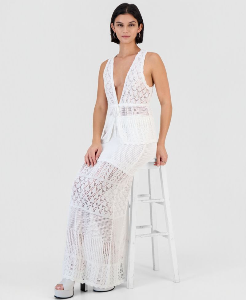 Women's Vivianne Crochet V-Neck Tie-Front Top