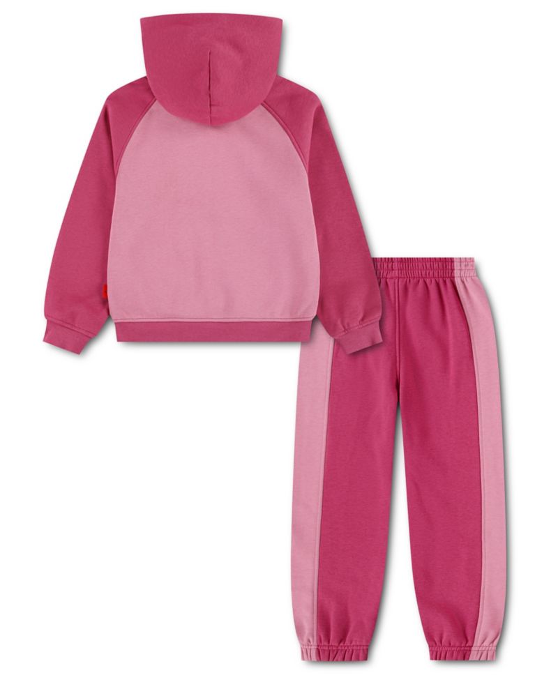 Girls' 4-6X Color-Block Fleece Hooded Sweatshirt and Jogger, 2-Piece Set