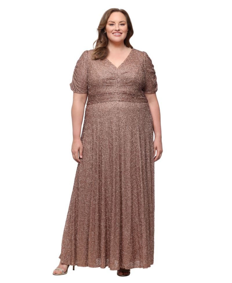 Petite Mother of the Bride Sequin V-Neck Dress