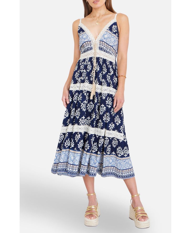 Women's Paisley Print Midi Sun Dress