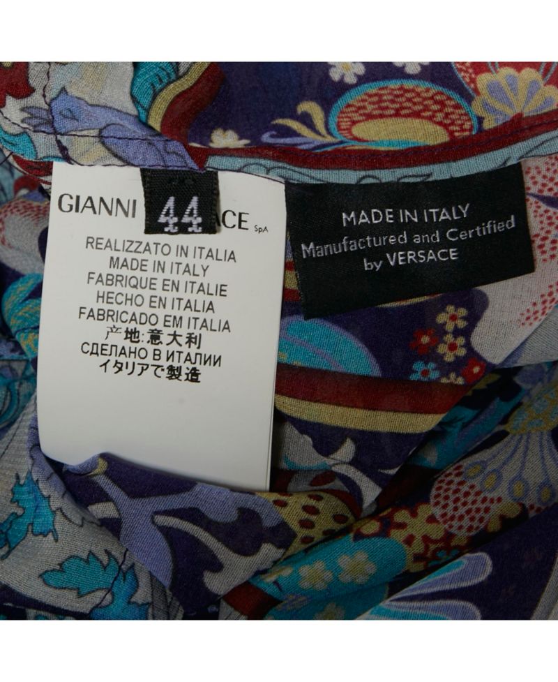 Women's Printed Silk Patchwork Button-Down Shirt