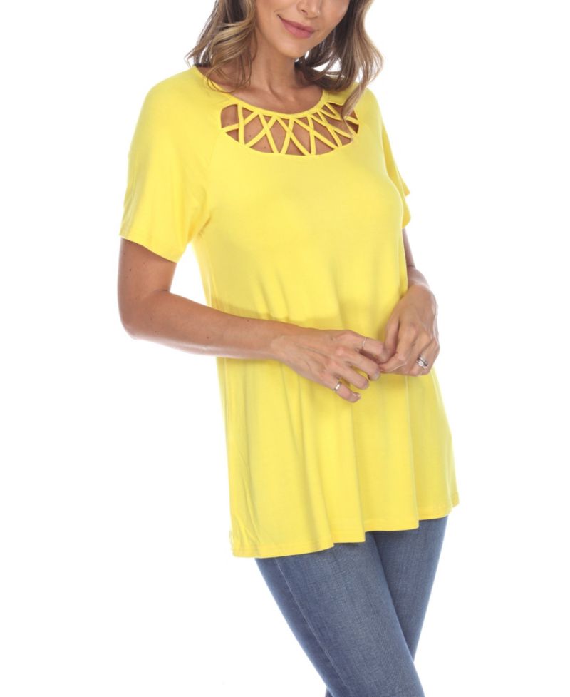 Plus Size Crisscross Cutout Short Sleeve Top