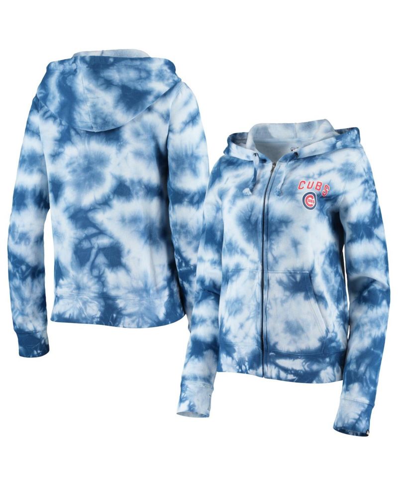 Women's Royal Chicago Cubs Tie-Dye Fleece Full-Zip Hoodie