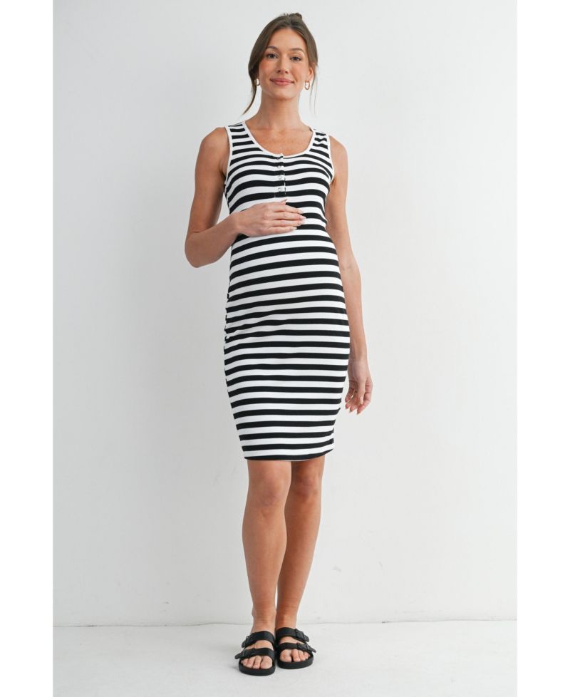 Women's Sleeveless Striped Bodycon Nursing Friendly Dress