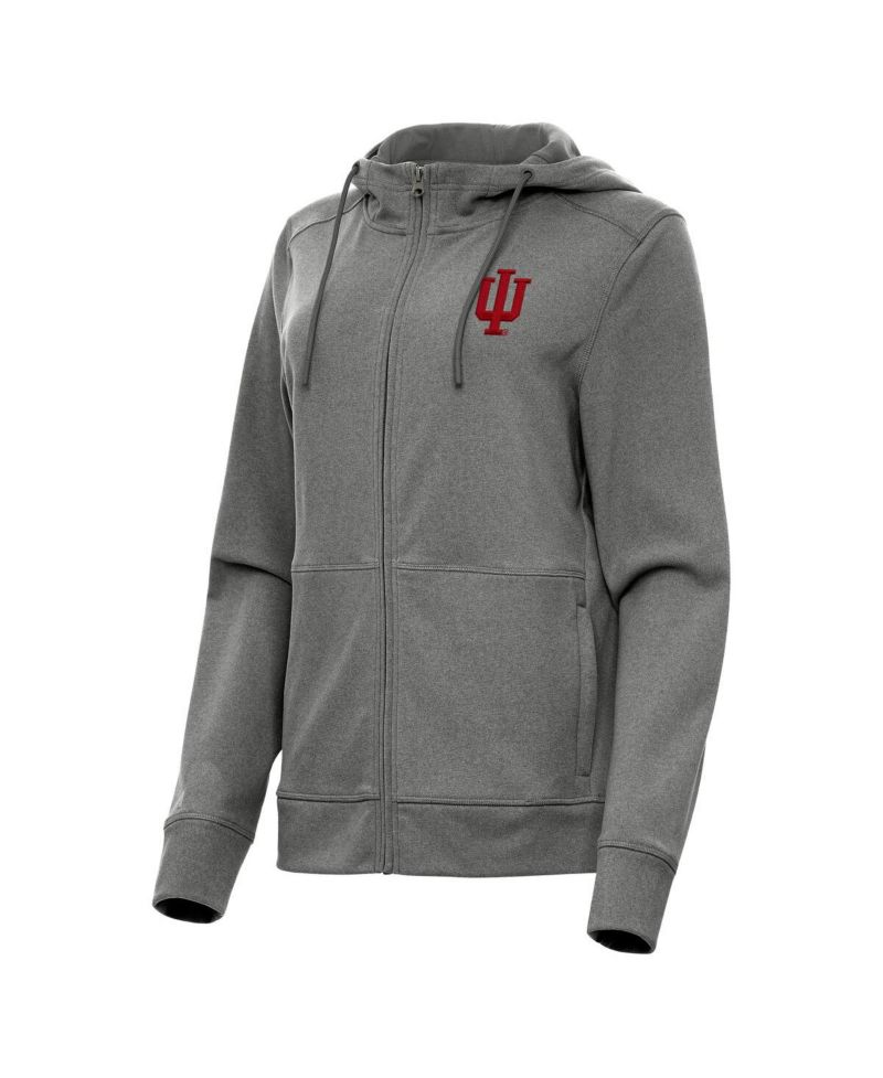 Women's Heather Black Indiana Hoosiers Seeker Full-Zip Hoodie Jacket