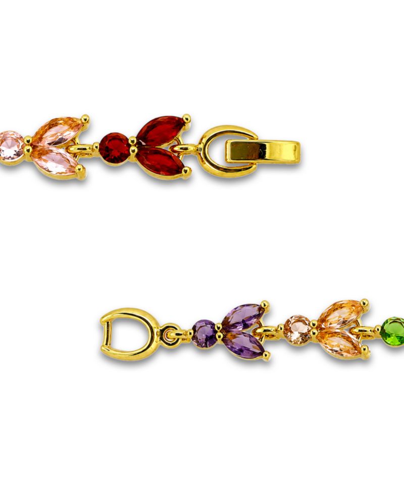 Marquise Cubic Zirconia Alternating in Red, Pink, Green, Champagne, and Purple Stones Bracelet