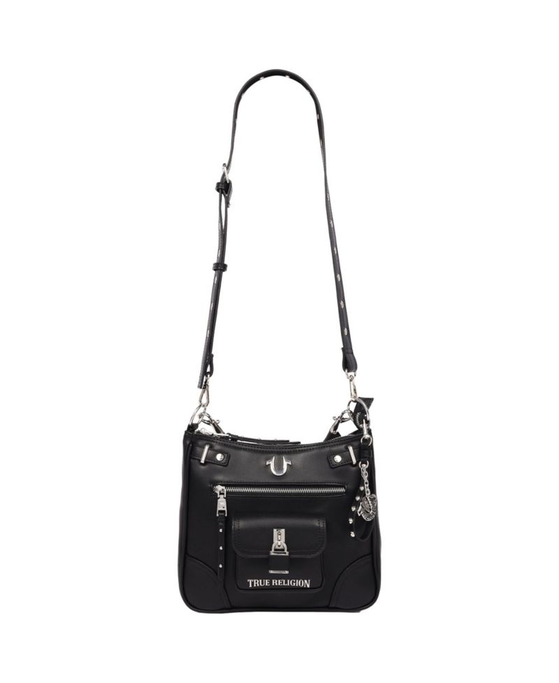 Moto Zip Top Hobo Bag with Lock Pocket Charm - Convertible Shoulder bag