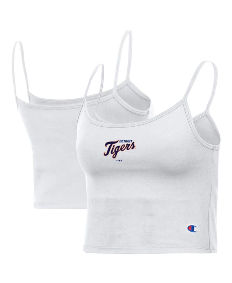 Women's White Detroit Tigers America Scoop Tank Top