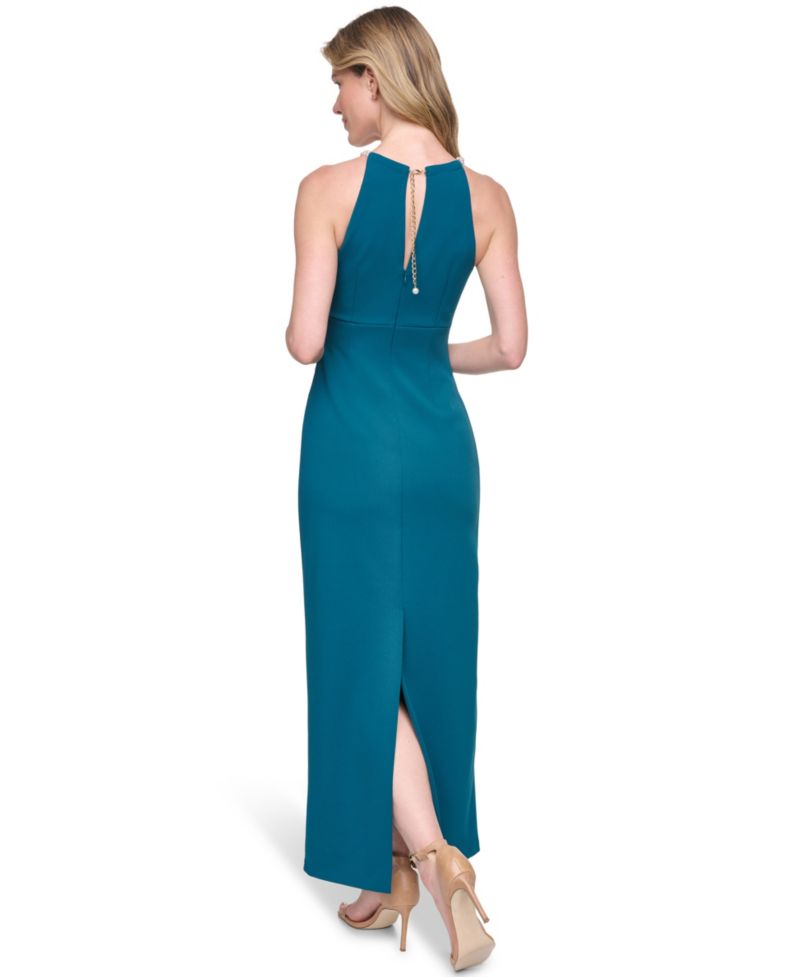 Petite Halter Neck Side Tuck Gown