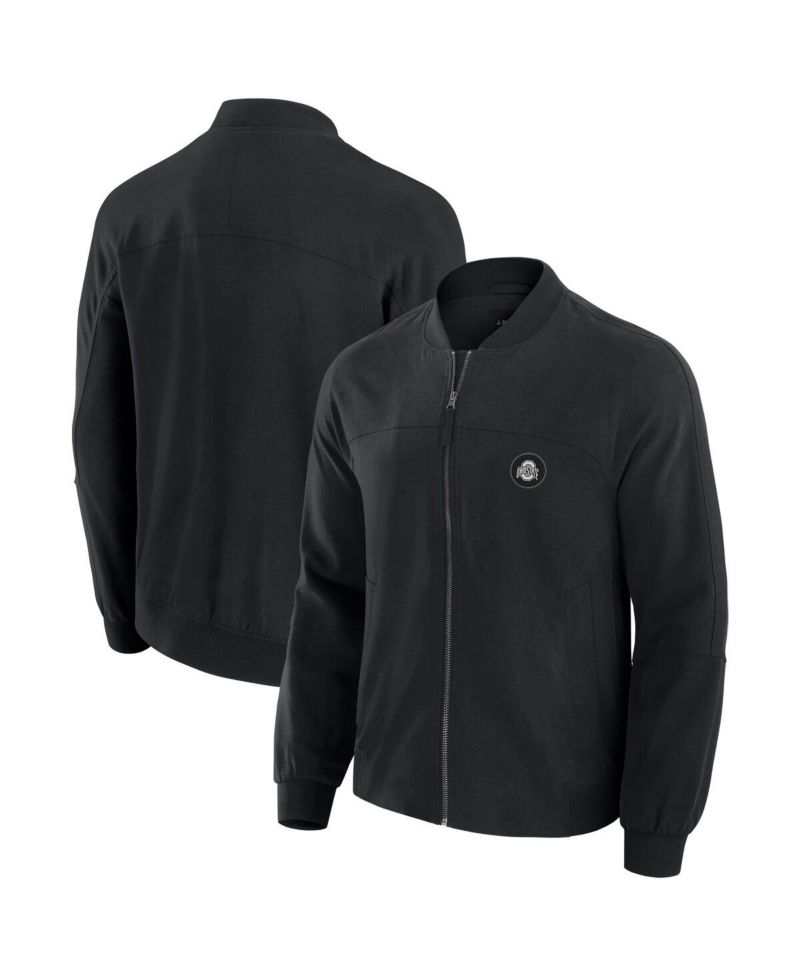 Men's Black Ohio State Buckeyes Lightweight Cover-4 Tri-Blend Full-Zip Jacket