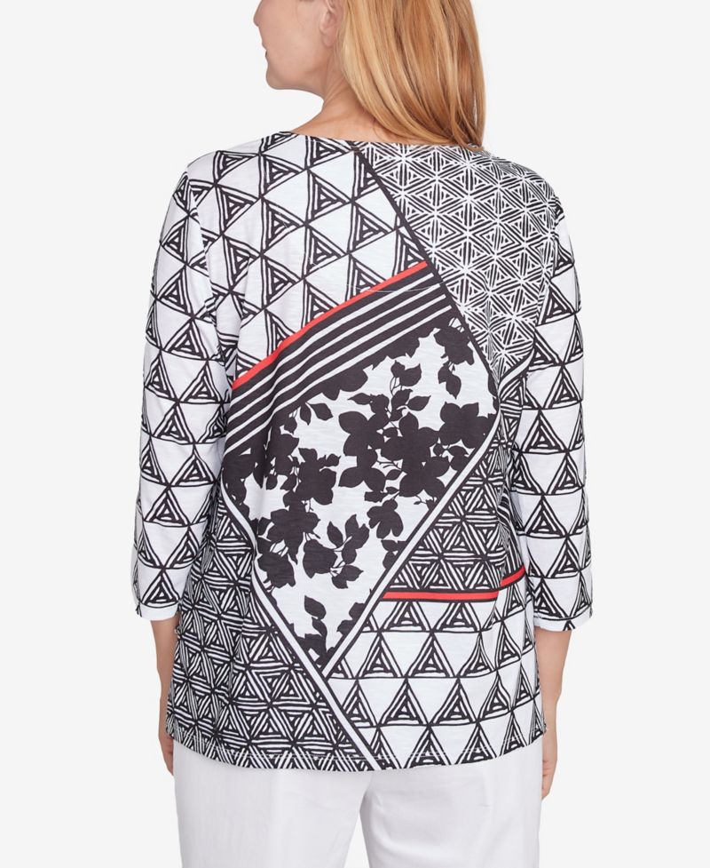 Women's Wild at Heart Geometric Multi Textured Patchwork Top