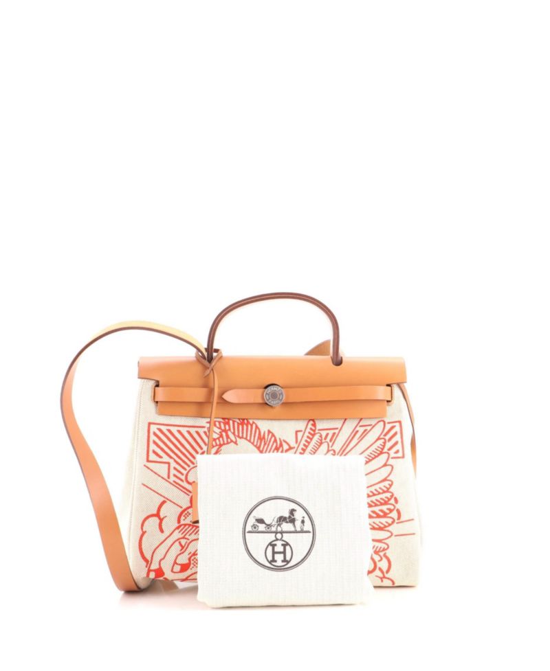 Pre-Owned Hermes 31 Herbag Zip Pegase Pop Toile and Leather