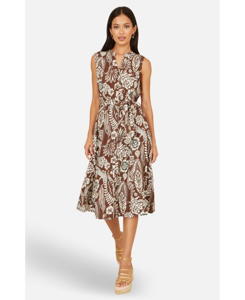 Women's Leaf Print Shirt Dress