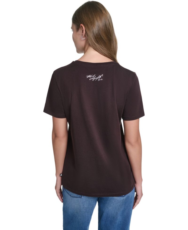 Women's Sparkle Embellished Logo Graphic Crewneck T-Shirt