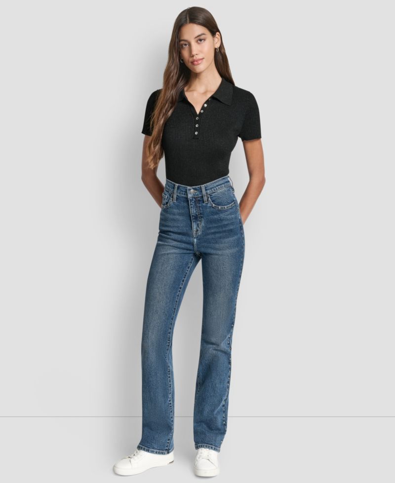 Women's Side Studded High-Rise Bootcut Jeans