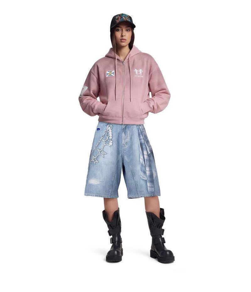 Women's Plaid Panel Chain Jorts