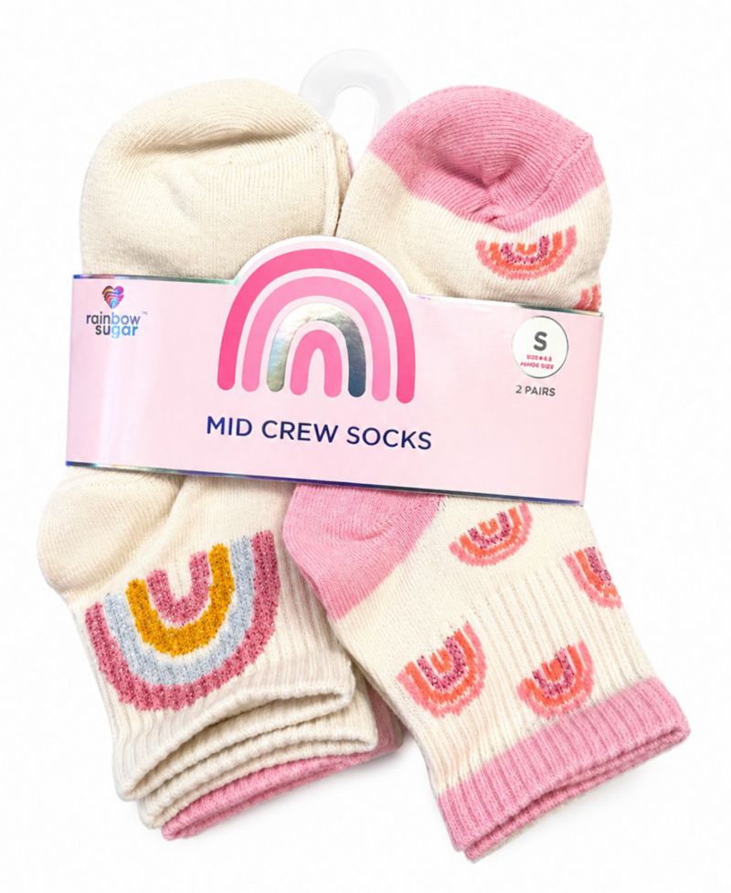 Girls' Toddler 4-8.5 Mid Crew Socks, 8-Pack