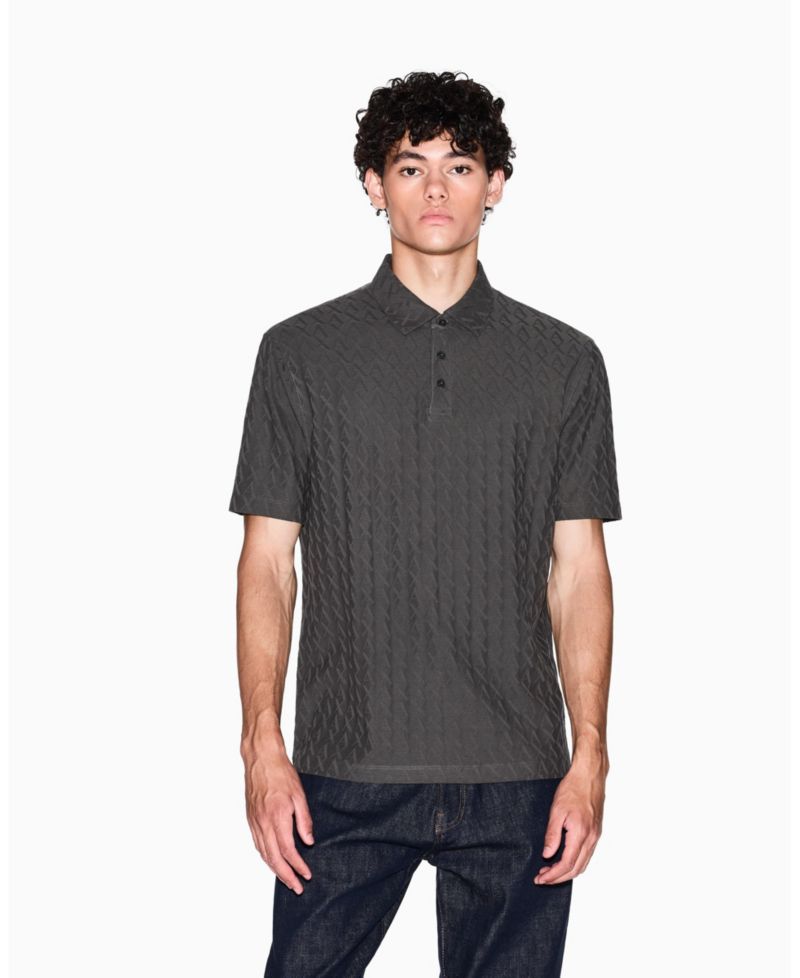 Men's Short Sleeve Mercerized Cotton Jacquard Polo Shirt