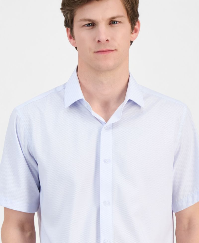 Men's Slim-Fit Performance Four-Way Stretch Short-Sleeve Dress Shirt