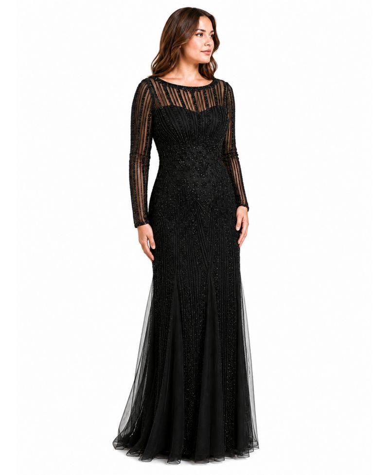 Women's High Neck Beaded Gown