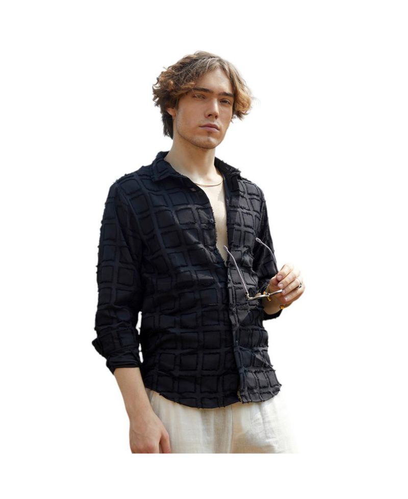 Men's Onyx Black Cubic-Tassel Shirt