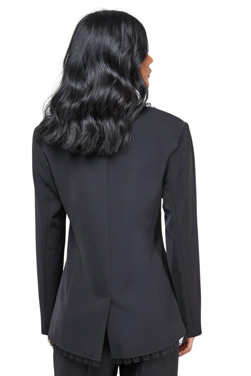 Women's Oversized Lace Frill Trim Blazer