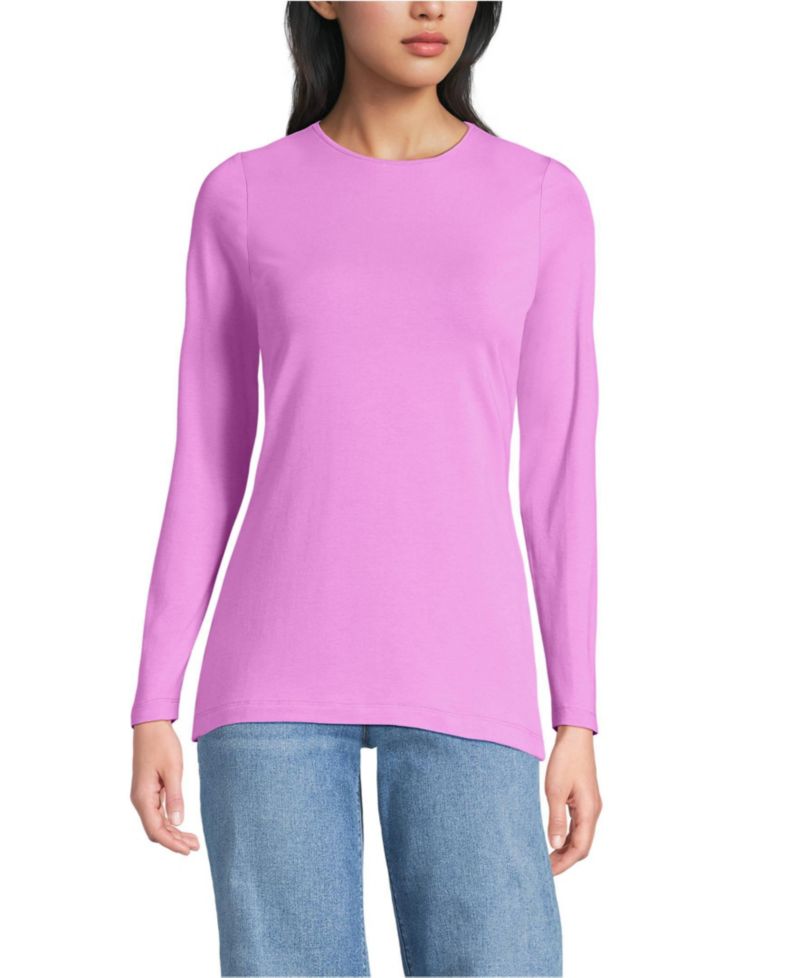 Women's Lightweight Jersey Skimming Long Sleeve Crew Neck T-shirt