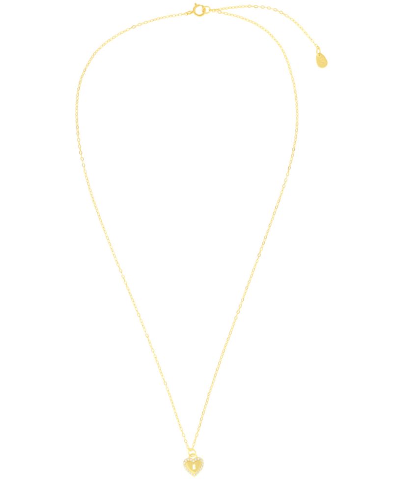 Cubic Zirconia Heart Key Pendant Necklace in (0.10 ct. t.w.) in Sterling Silver (also in 14k Gold Over Sterling Silver)