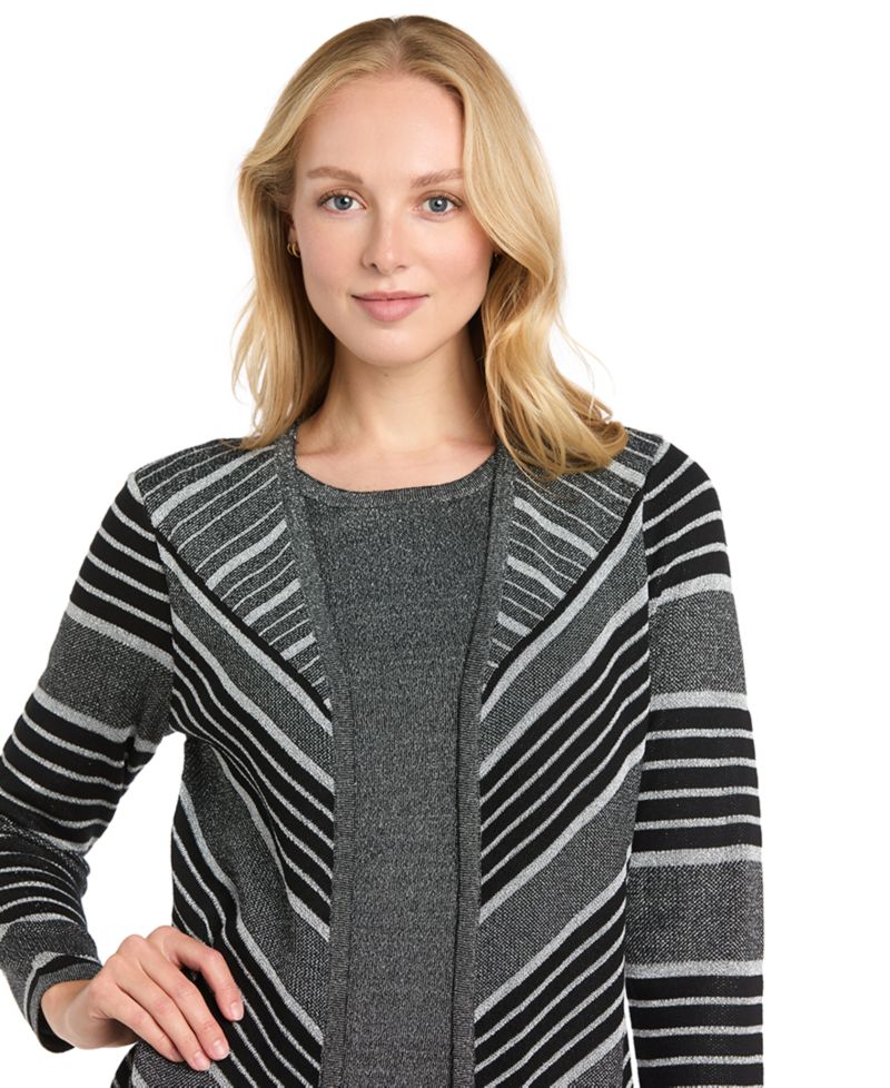 Women's Knit Striped Crewneck Jacket Dress