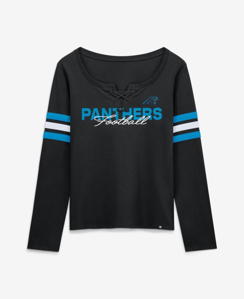 Women's Carolina Panthers Team First Coverage Scheme Lace-Up Long Sleeve T-Shirt