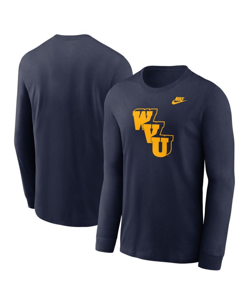 Men's Navy West Virginia Mountaineers Legacy Primary Logo Long Sleeve T-Shirt