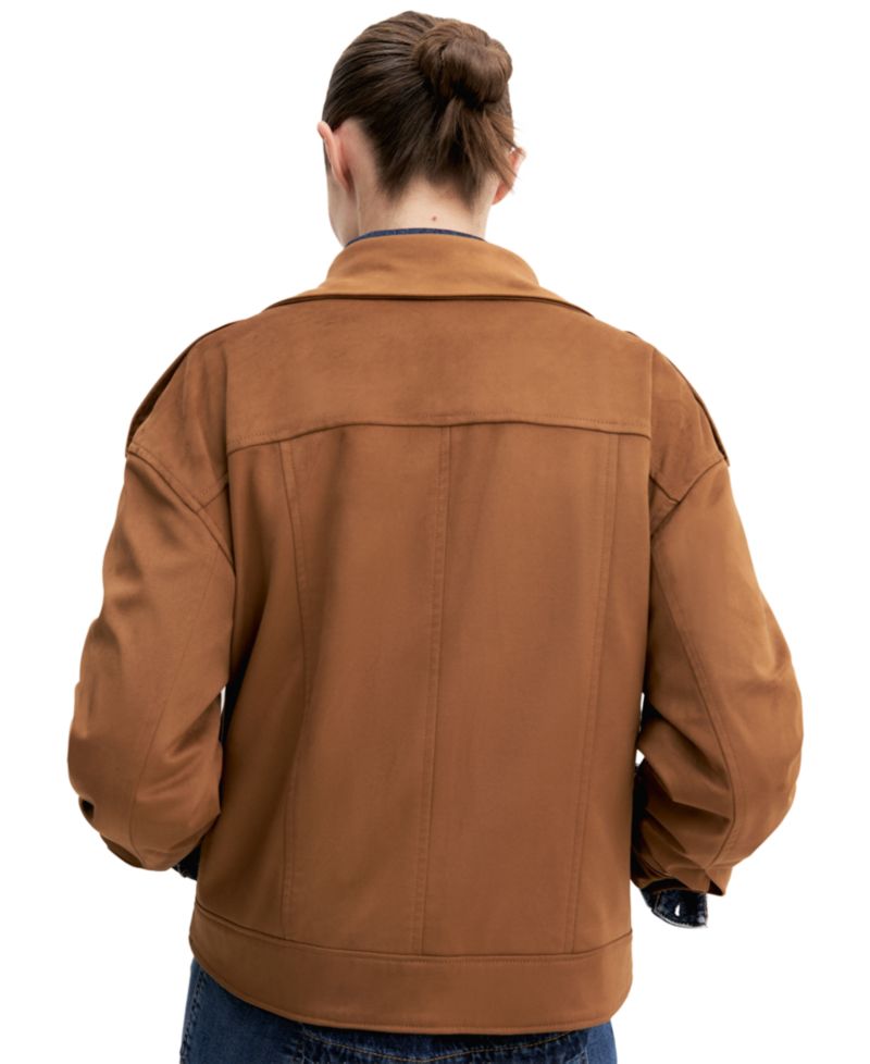 Women's Velvety-Finish Asymmetric-Zip Biker Jacket
