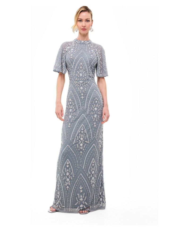 Women's Embellished Sequins High Neck Gown