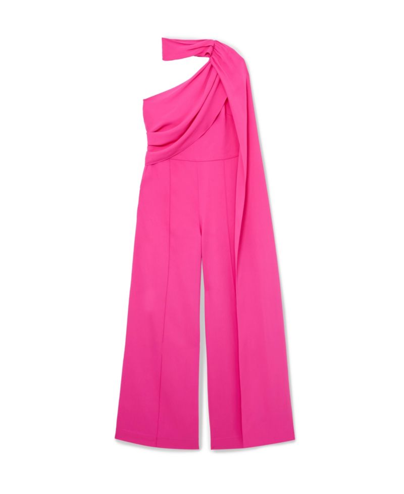 Women's One-Shoulder Drape Wide-Leg Jumpsuit