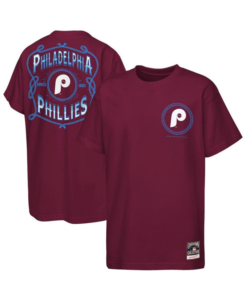 Big Boys and Girls Burgundy Philadelphia Phillies Cooperstown Rodeo Rope T-Shirt