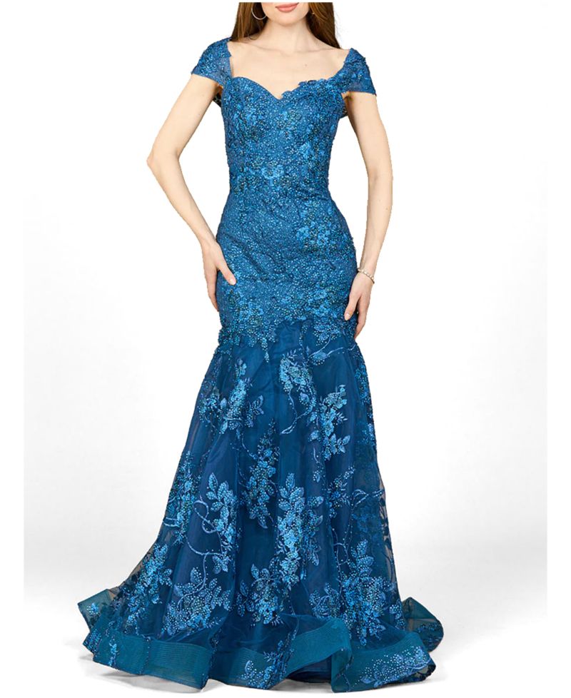 Women's Cap Sleeve Mermaid Gown