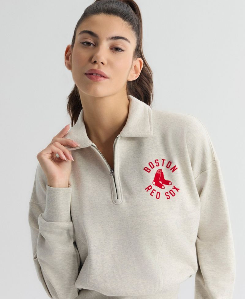 Women's Boston Red Sox Iconic Cropped Quarter-Zip Sweatshirt