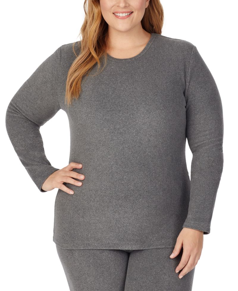Plus Size Long-Sleeve Fleecewear Stretch Top