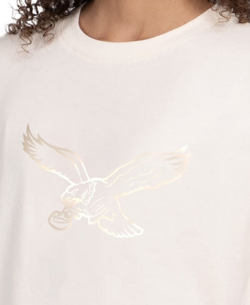 Women's Cream Philadelphia Eagles Pastel Travel Boxy Cropped T-Shirt
