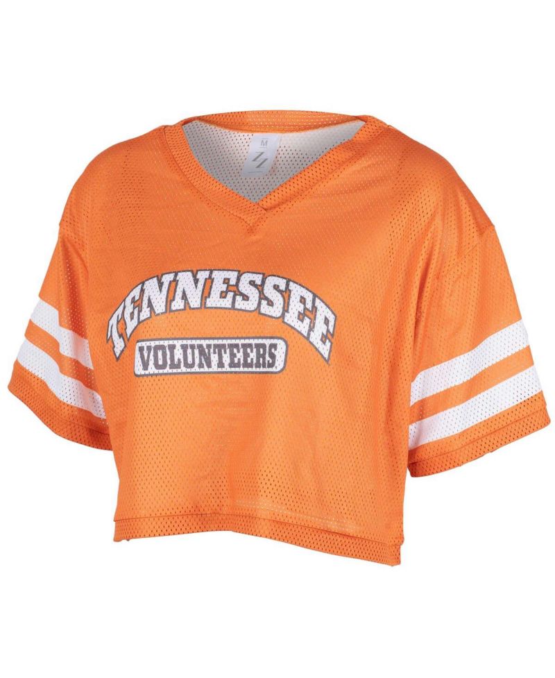 Women's Tennessee Orange Tennessee Volunteers Mesh Cropped V-Neck T-Shirt