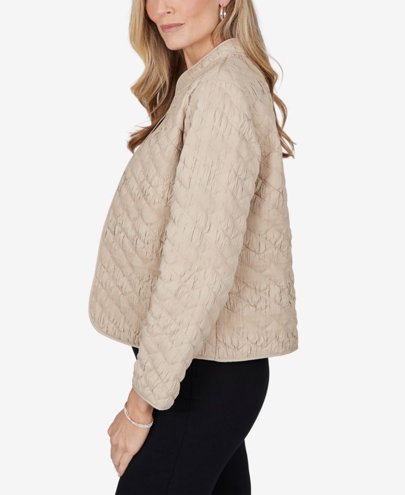 Petite Mandarin Collar Cropped Quilted Jacket