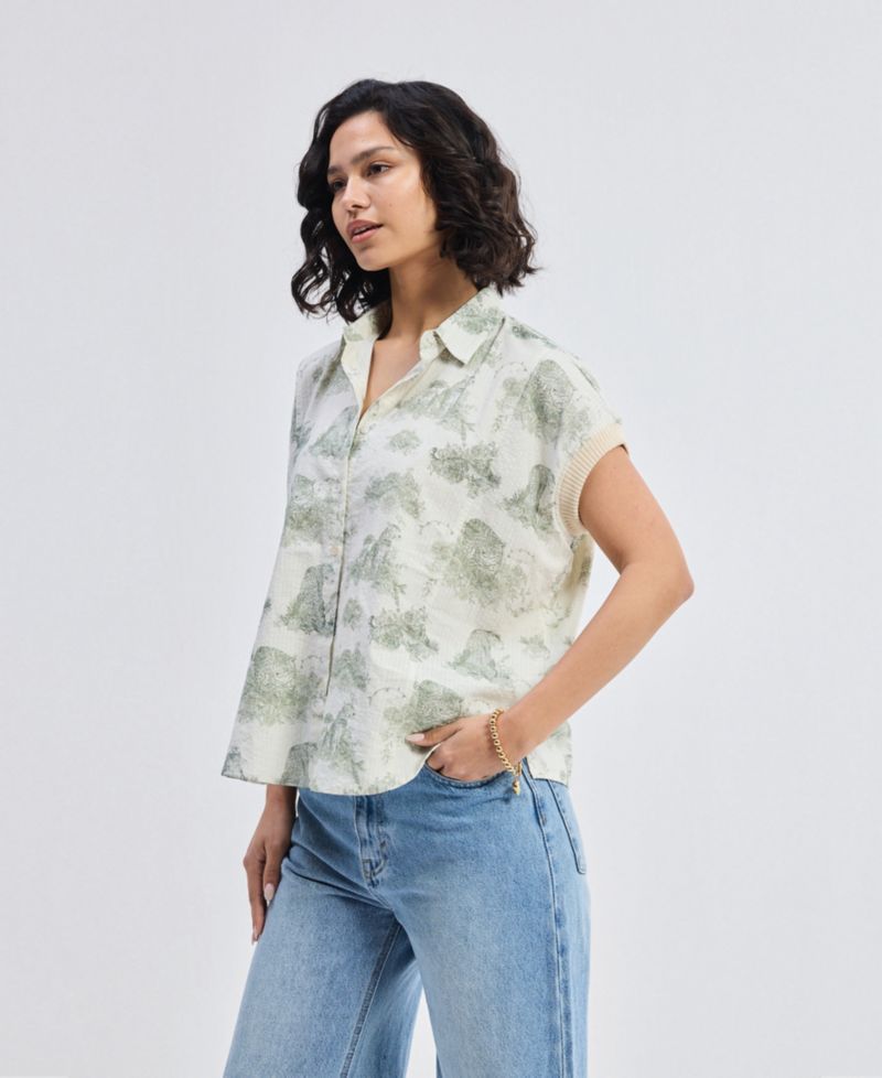 Women's Relaxed-fit Button-down Shirt in Animal print