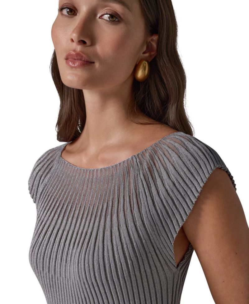 Women's Crewneck Sleeveless Ribbed Pullover Sweater