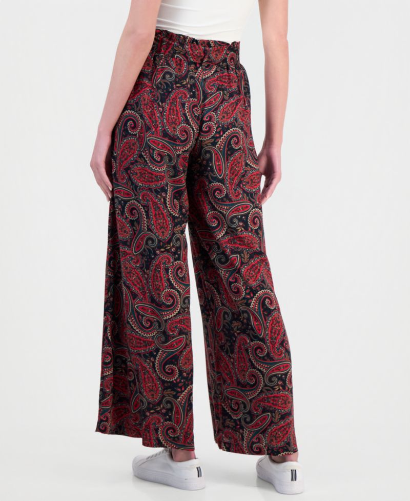 Women's Paperbag-Waist Paisley Pants
