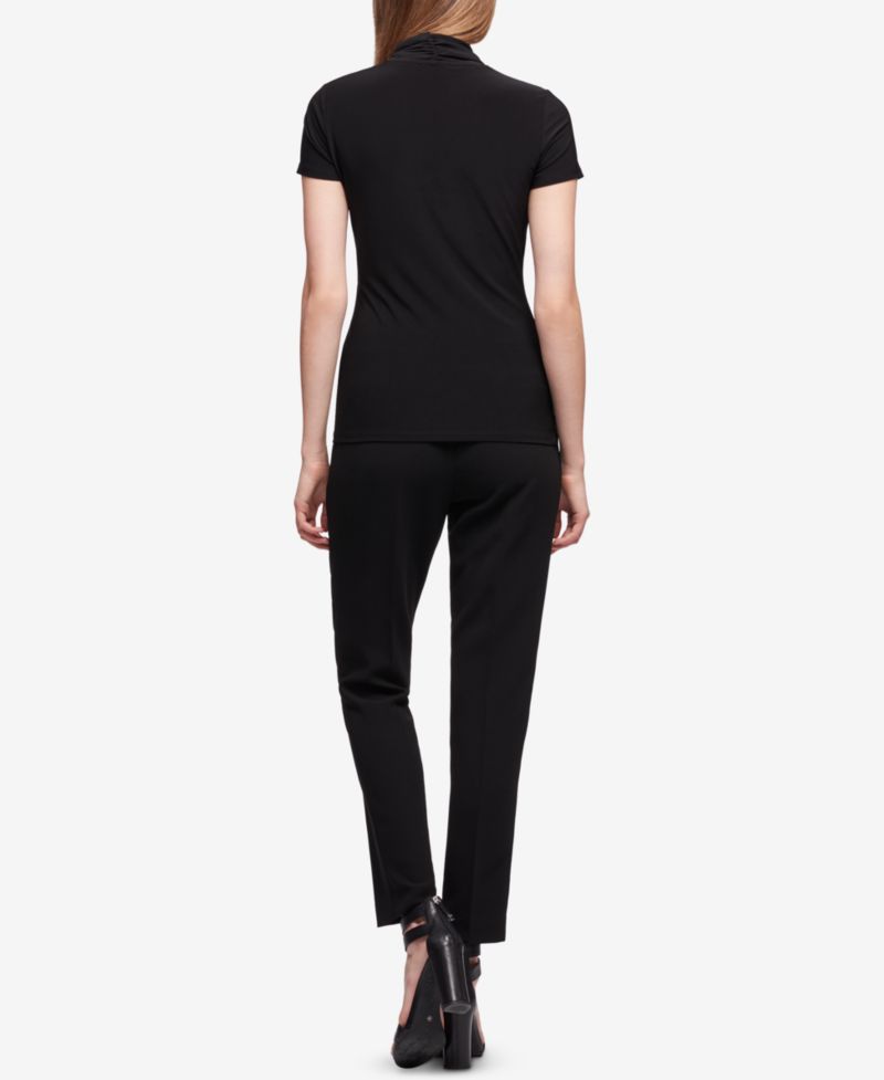 Petite Draped Surplice Blouse