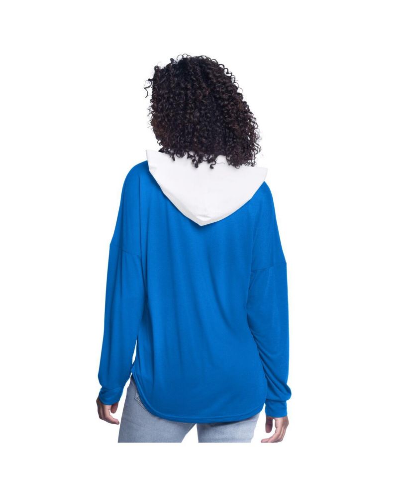 Women's Blue Dallas Mavericks Bench Player Oversized Long Sleeve Hooded Top