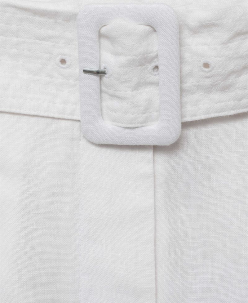 Women's Belt Linen-Blend Bermuda Shorts