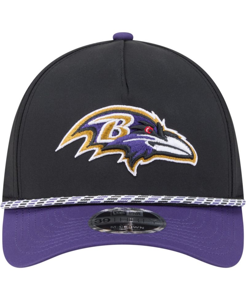 Men's Black/Purple Baltimore Ravens Rope M-Crown A-Frame 39THIRTY Flex Hat